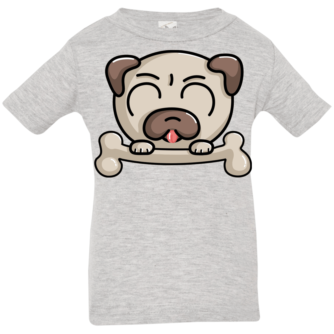 T-Shirts Heather Grey / 6 Months Cute Pug and Bone Infant Premium T-Shirt
