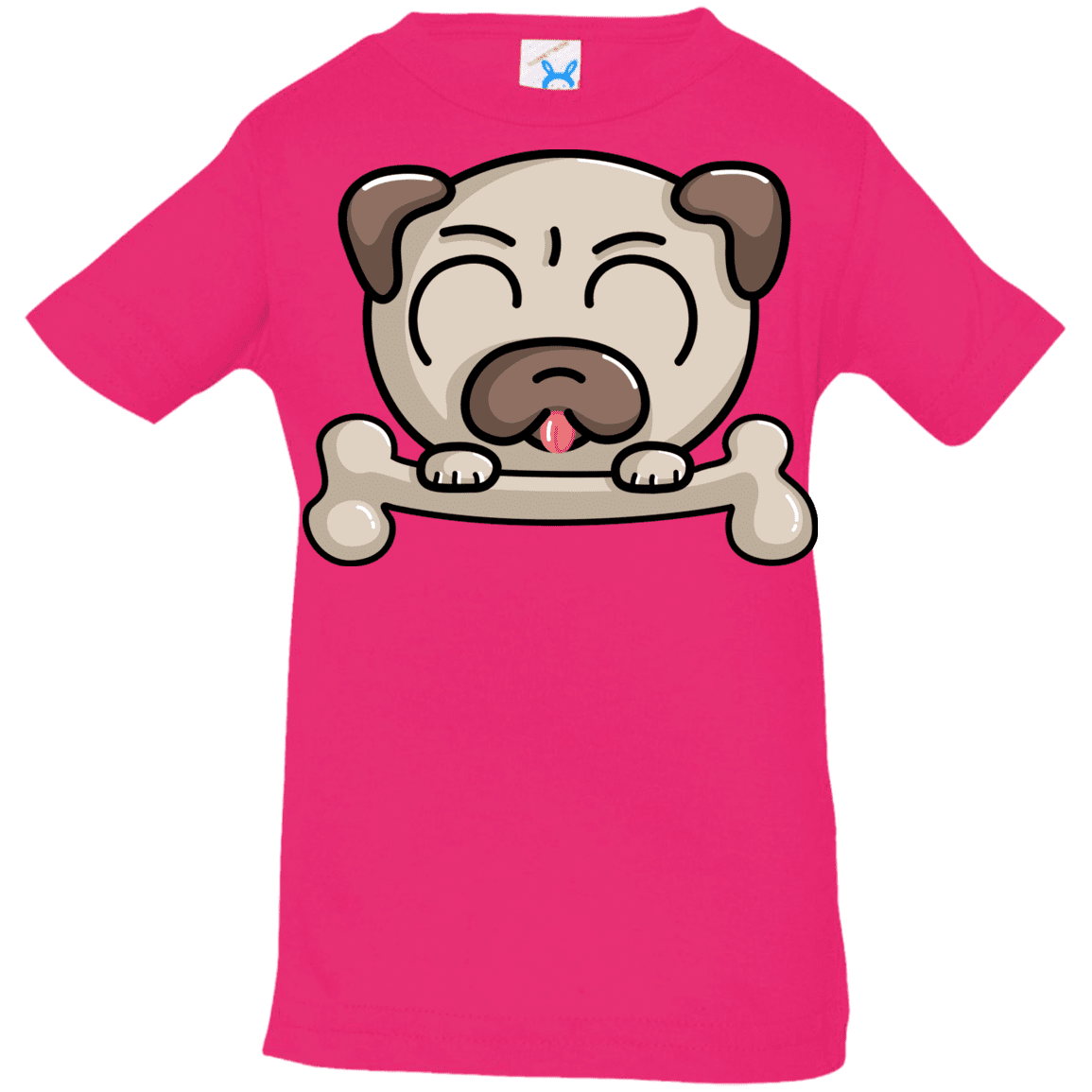 T-Shirts Hot Pink / 6 Months Cute Pug and Bone Infant Premium T-Shirt