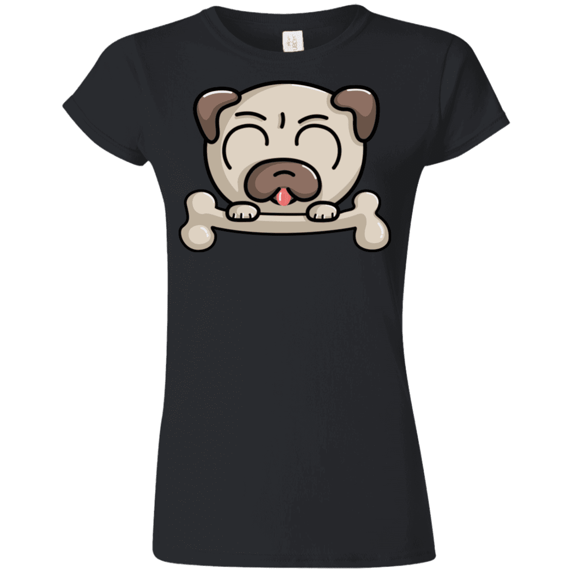 T-Shirts Black / S Cute Pug and Bone Junior Slimmer-Fit T-Shirt