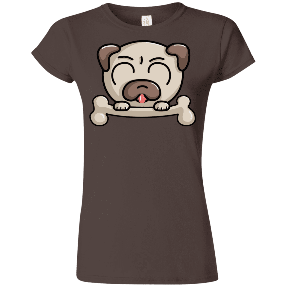 T-Shirts Dark Chocolate / S Cute Pug and Bone Junior Slimmer-Fit T-Shirt