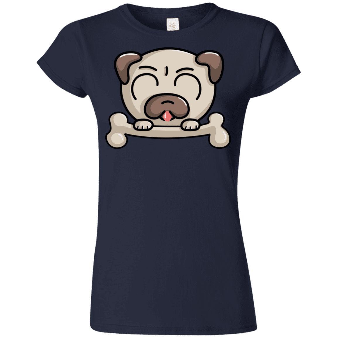 T-Shirts Navy / S Cute Pug and Bone Junior Slimmer-Fit T-Shirt