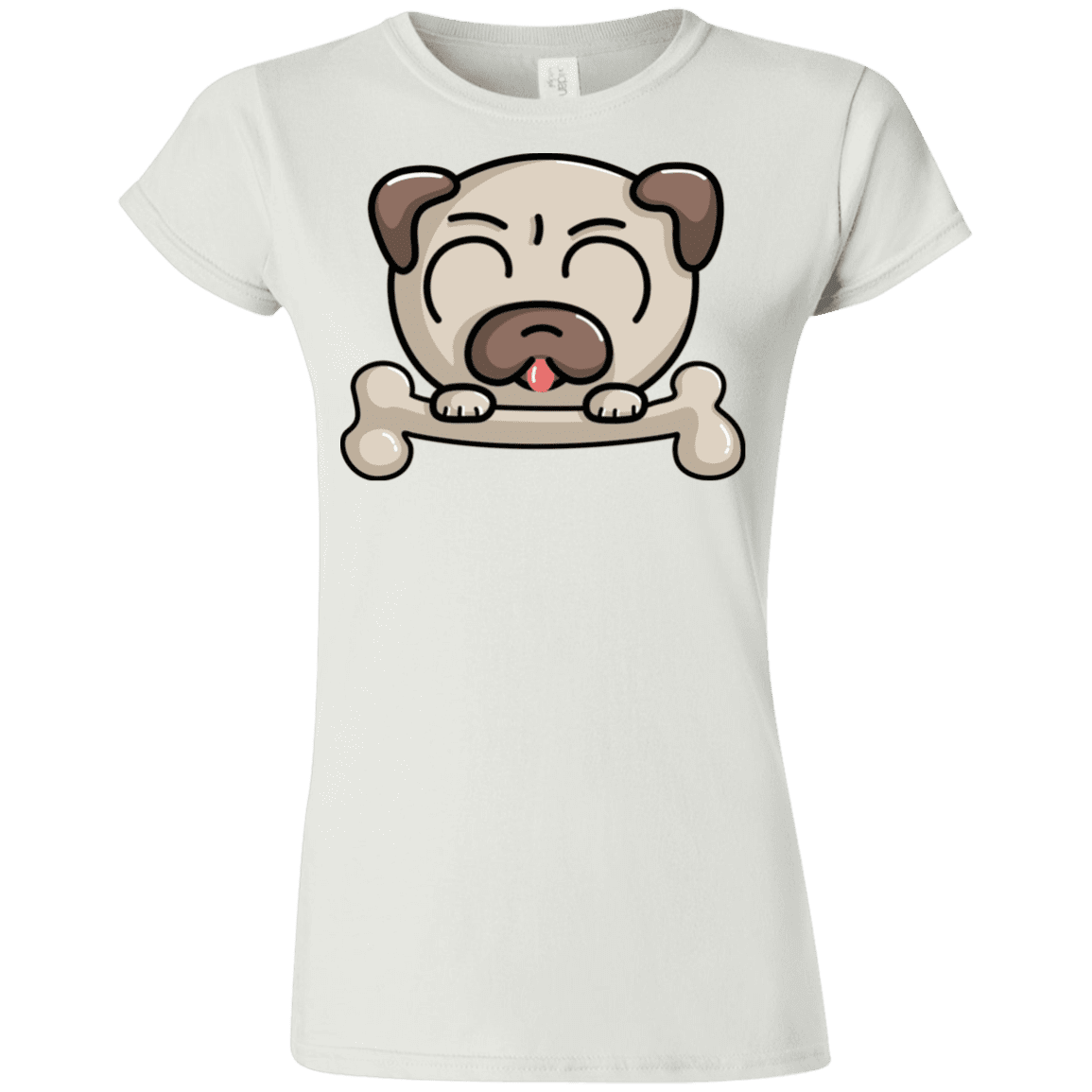 T-Shirts White / S Cute Pug and Bone Junior Slimmer-Fit T-Shirt