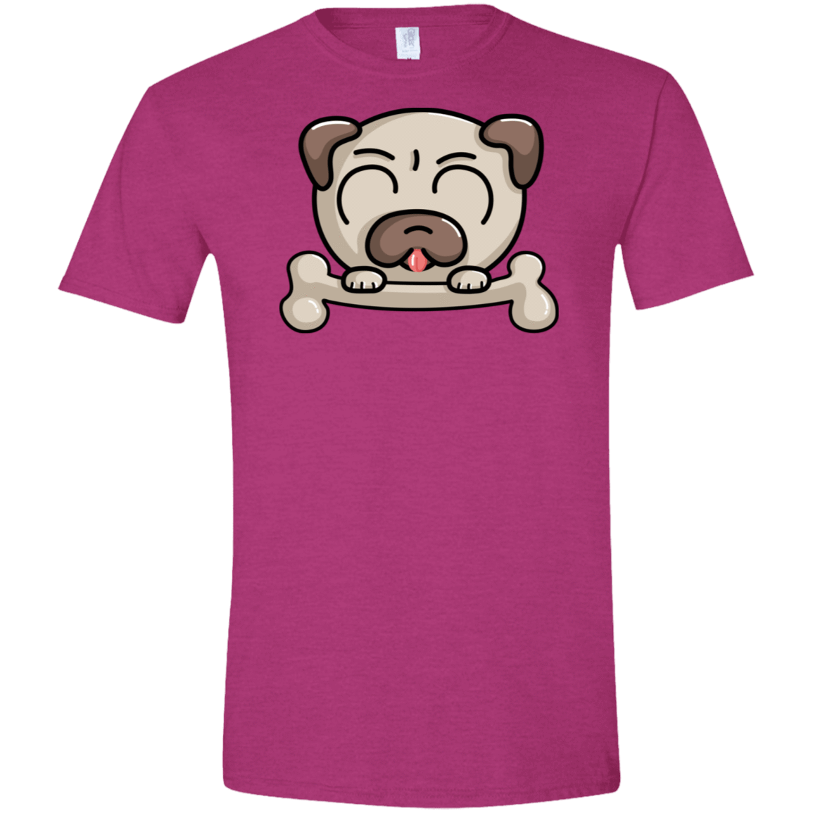 T-Shirts Antique Heliconia / S Cute Pug and Bone Men's Semi-Fitted Softstyle