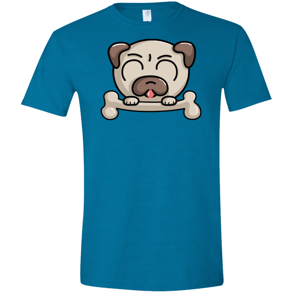 T-Shirts Antique Sapphire / S Cute Pug and Bone Men's Semi-Fitted Softstyle
