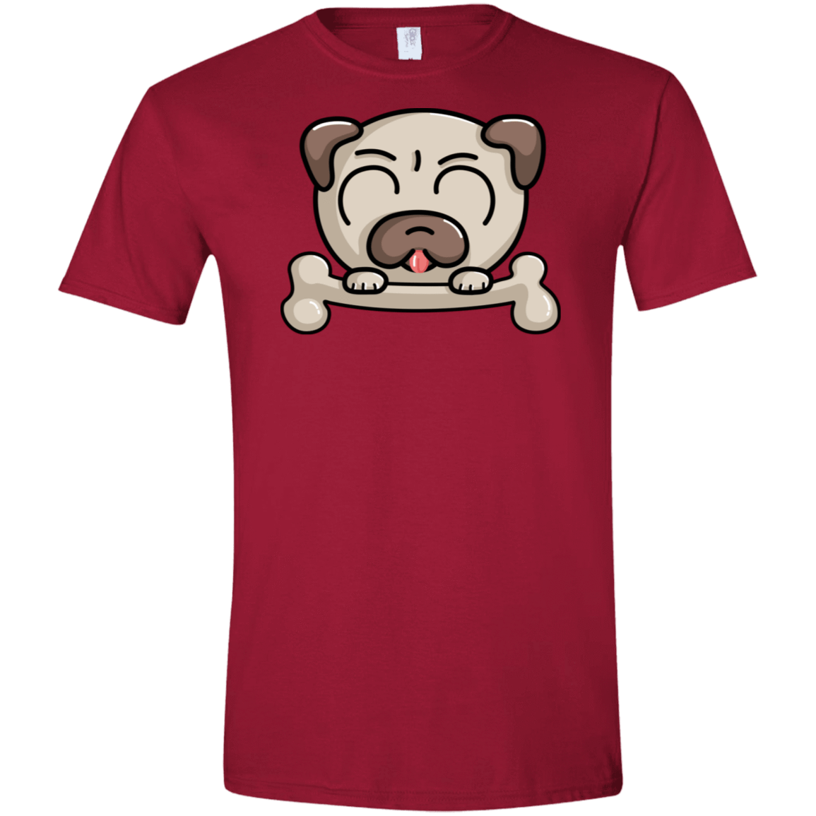 T-Shirts Cardinal Red / S Cute Pug and Bone Men's Semi-Fitted Softstyle