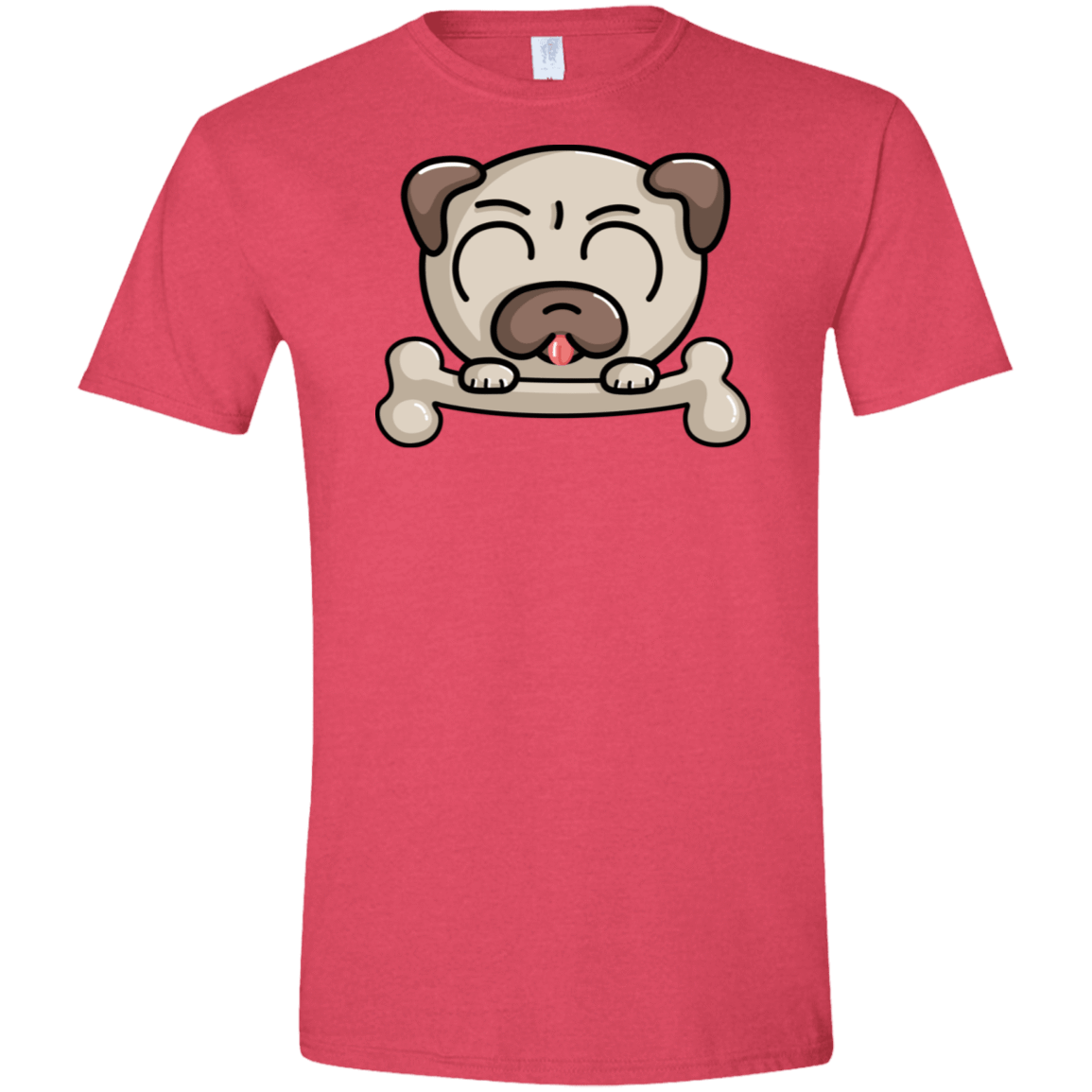 T-Shirts Heather Red / S Cute Pug and Bone Men's Semi-Fitted Softstyle