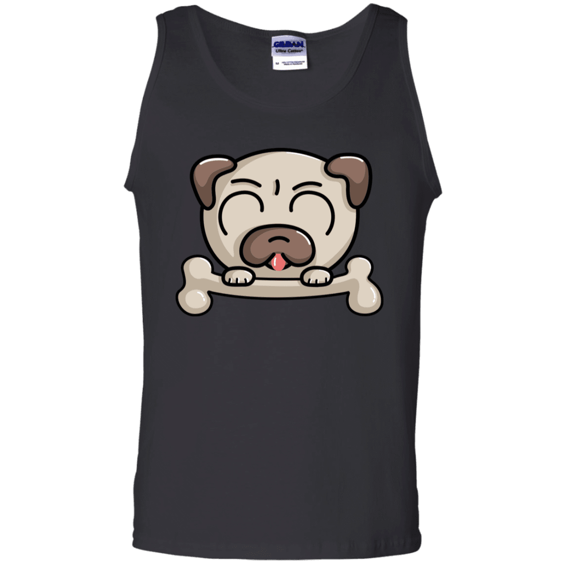 T-Shirts Black / S Cute Pug and Bone Men's Tank Top