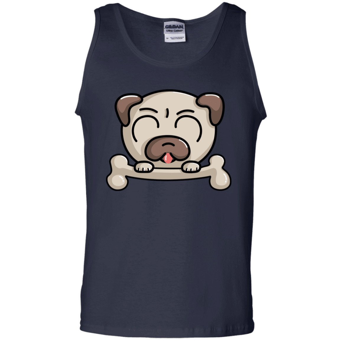 T-Shirts Navy / S Cute Pug and Bone Men's Tank Top