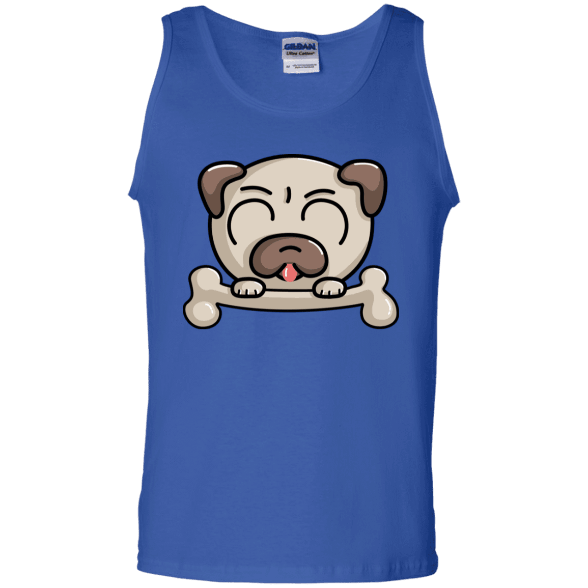 T-Shirts Royal / S Cute Pug and Bone Men's Tank Top