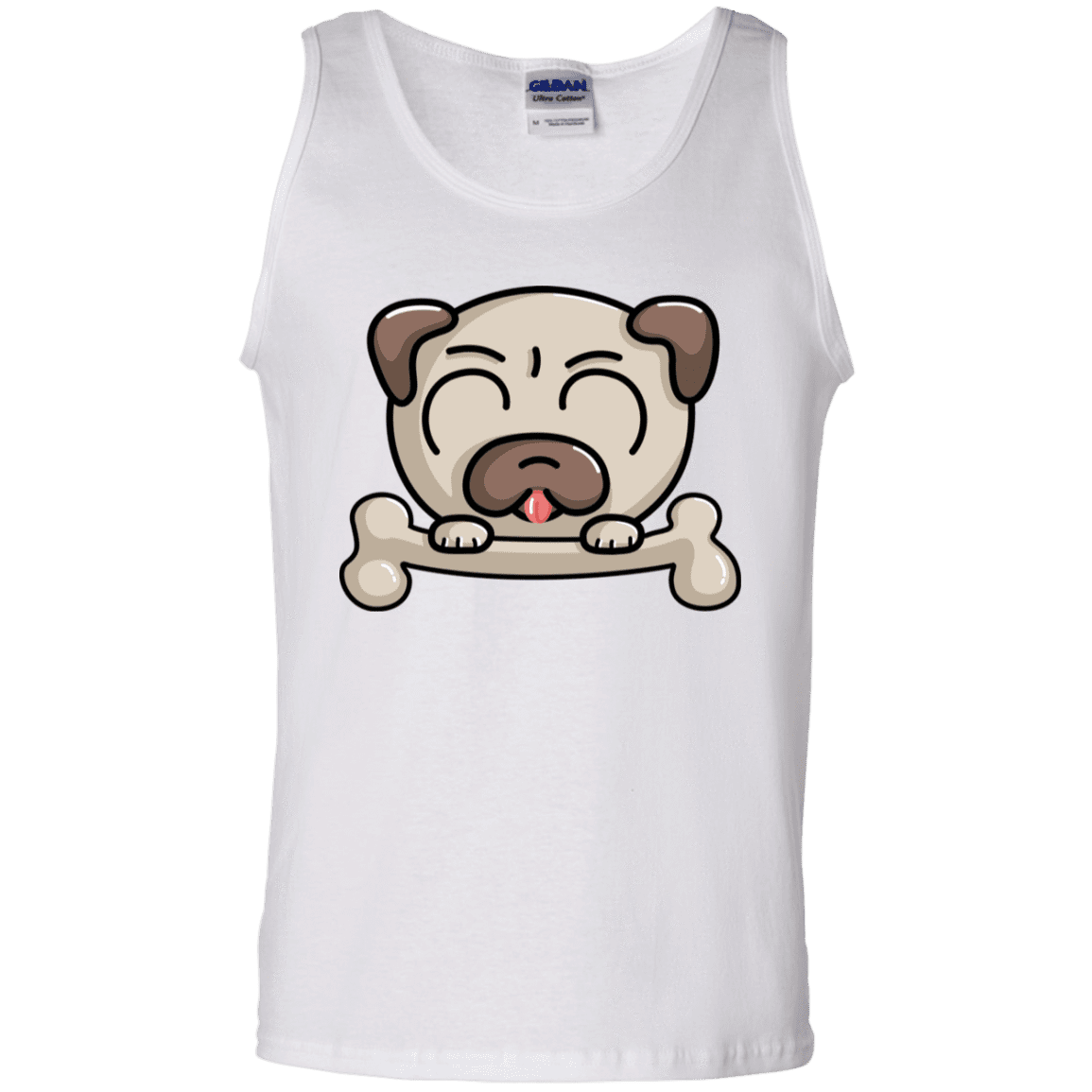 T-Shirts White / S Cute Pug and Bone Men's Tank Top
