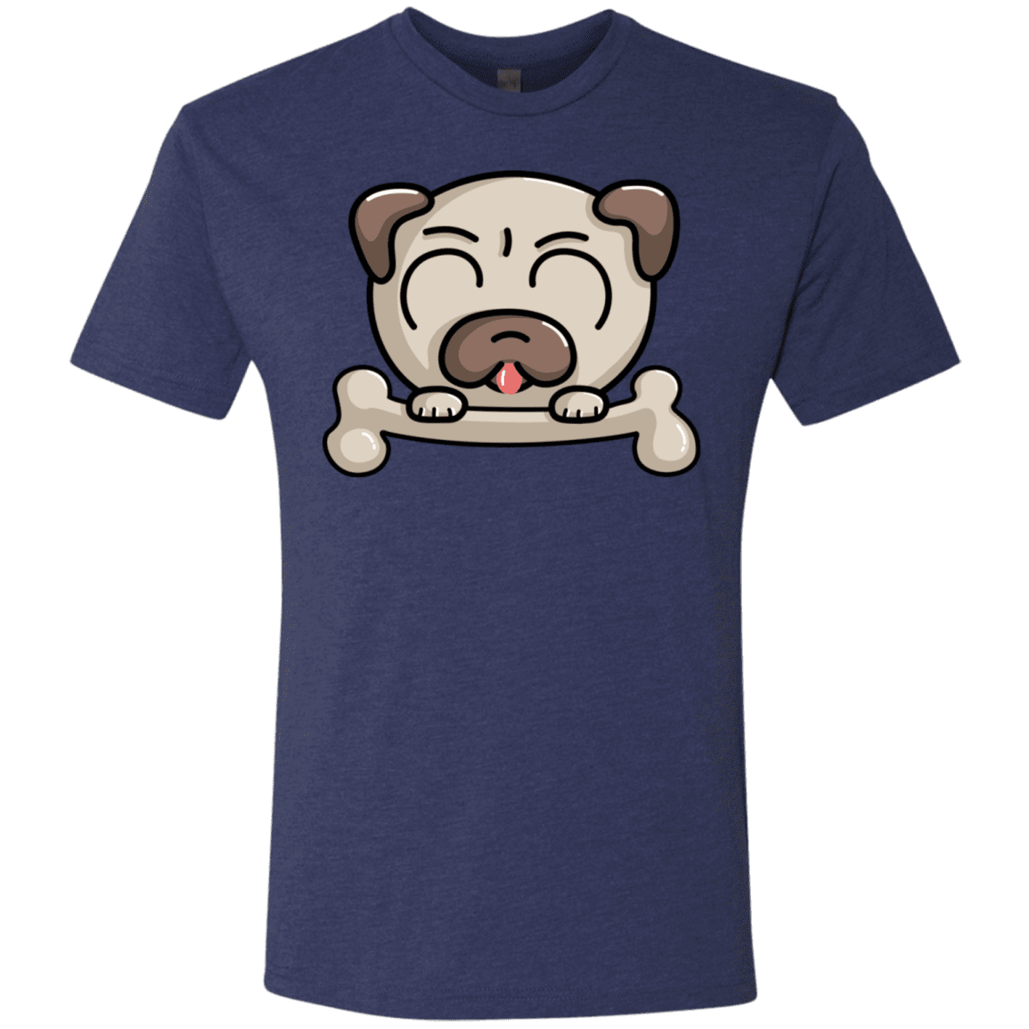 T-Shirts Vintage Navy / S Cute Pug and Bone Men's Triblend T-Shirt