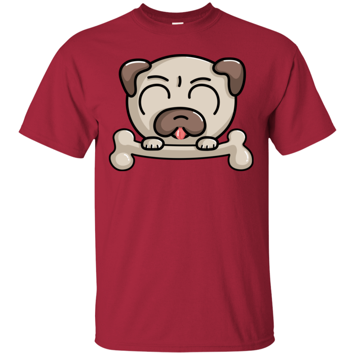 T-Shirts Cardinal / S Cute Pug and Bone T-Shirt
