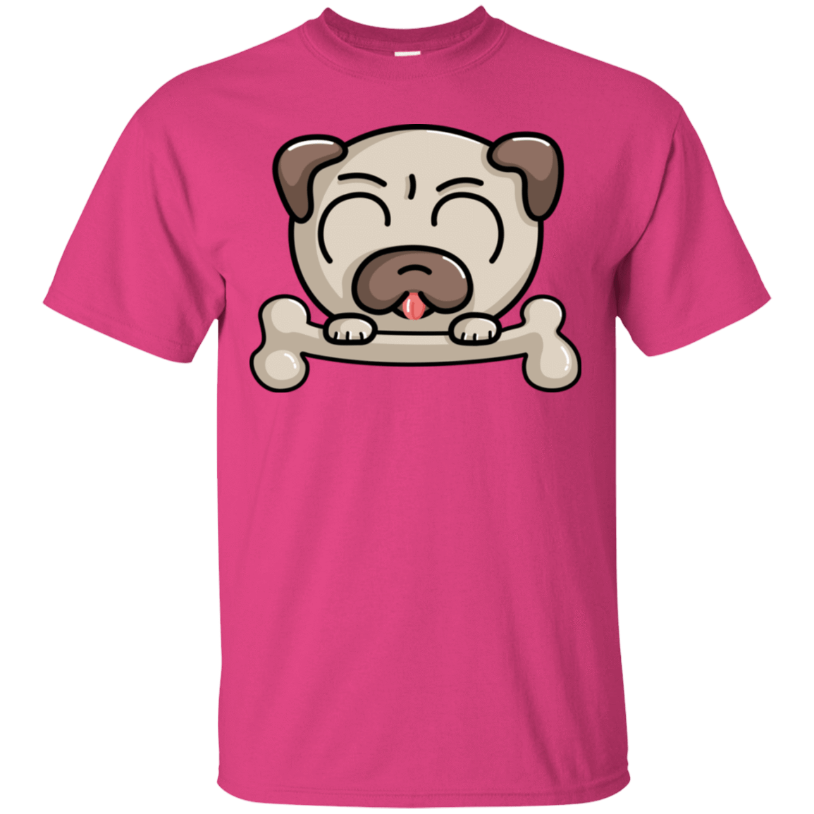 T-Shirts Heliconia / S Cute Pug and Bone T-Shirt