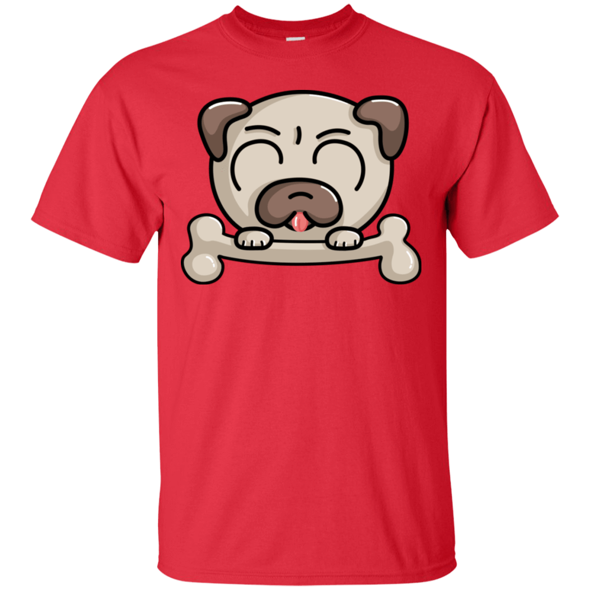 T-Shirts Red / S Cute Pug and Bone T-Shirt
