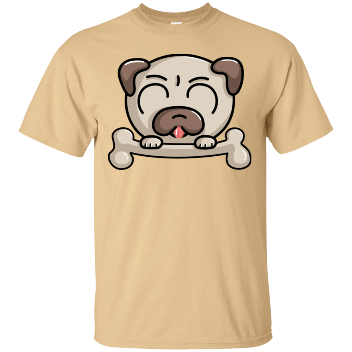 T-Shirts Vegas Gold / S Cute Pug and Bone T-Shirt