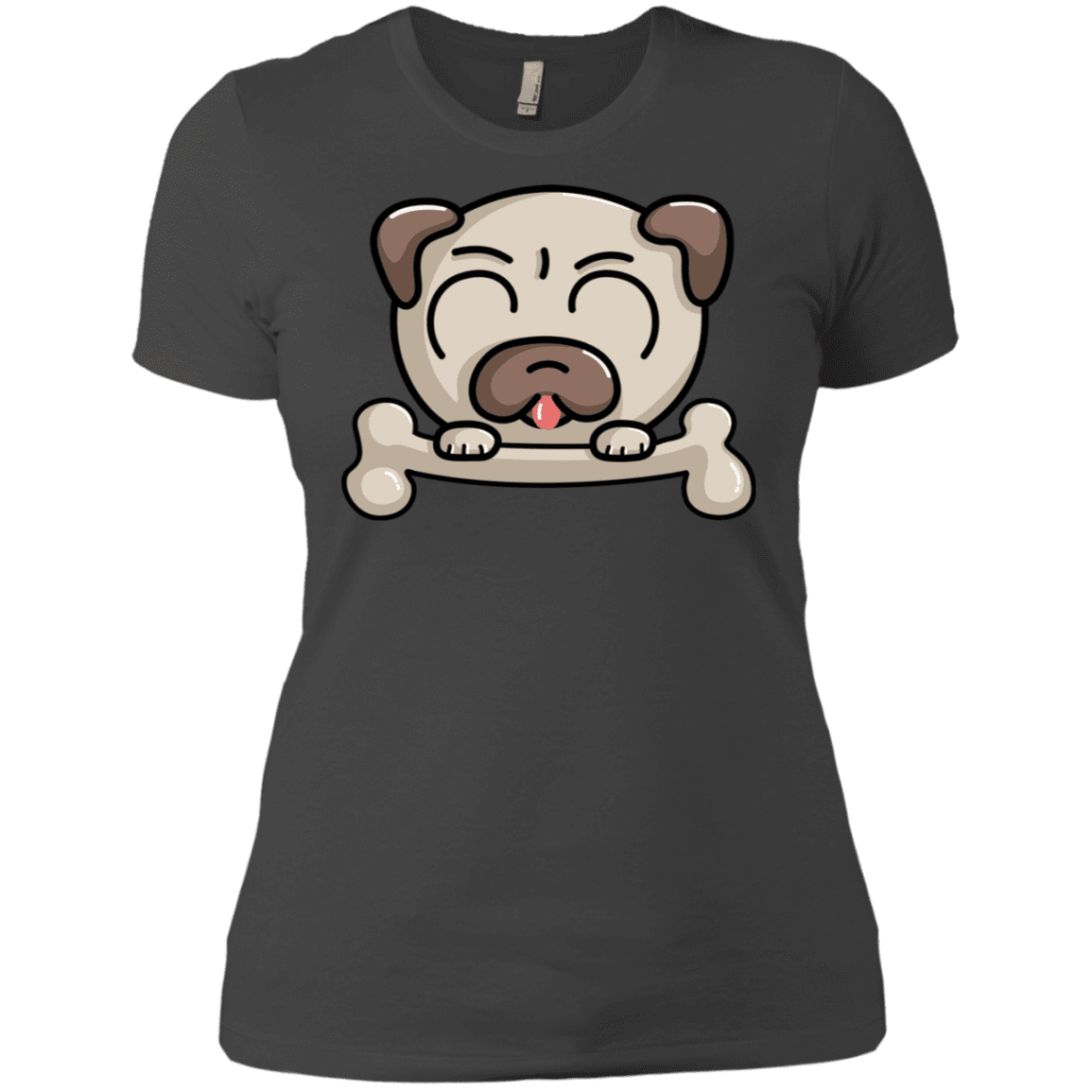 T-Shirts Heavy Metal / X-Small Cute Pug and Bone Women's Premium T-Shirt