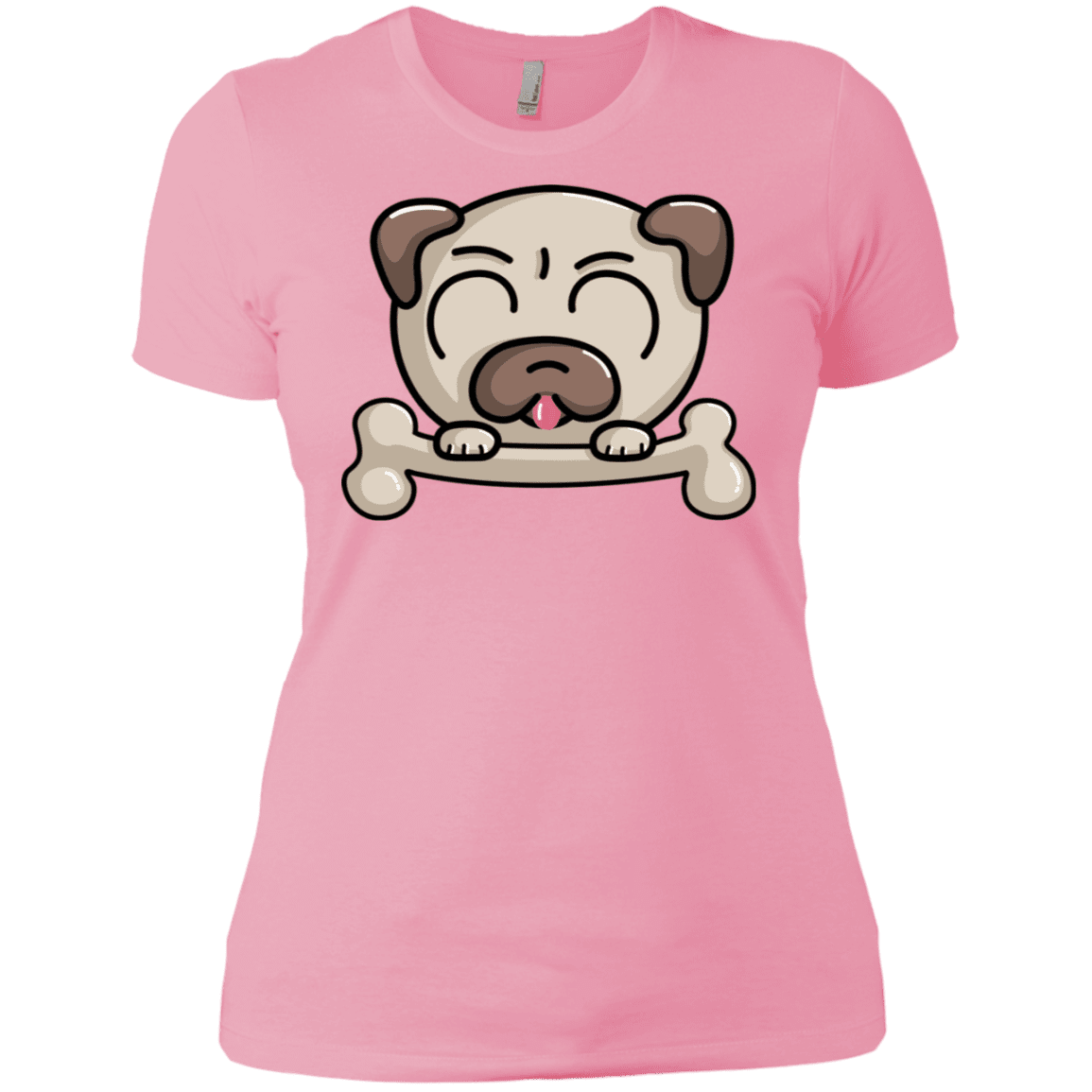 T-Shirts Light Pink / X-Small Cute Pug and Bone Women's Premium T-Shirt