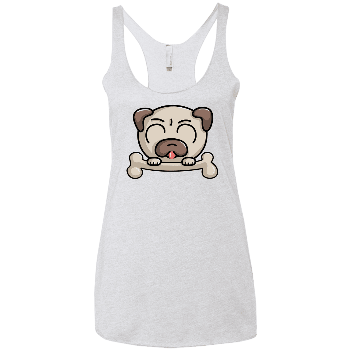 T-Shirts Heather White / X-Small Cute Pug and Bone Women's Triblend Racerback Tank