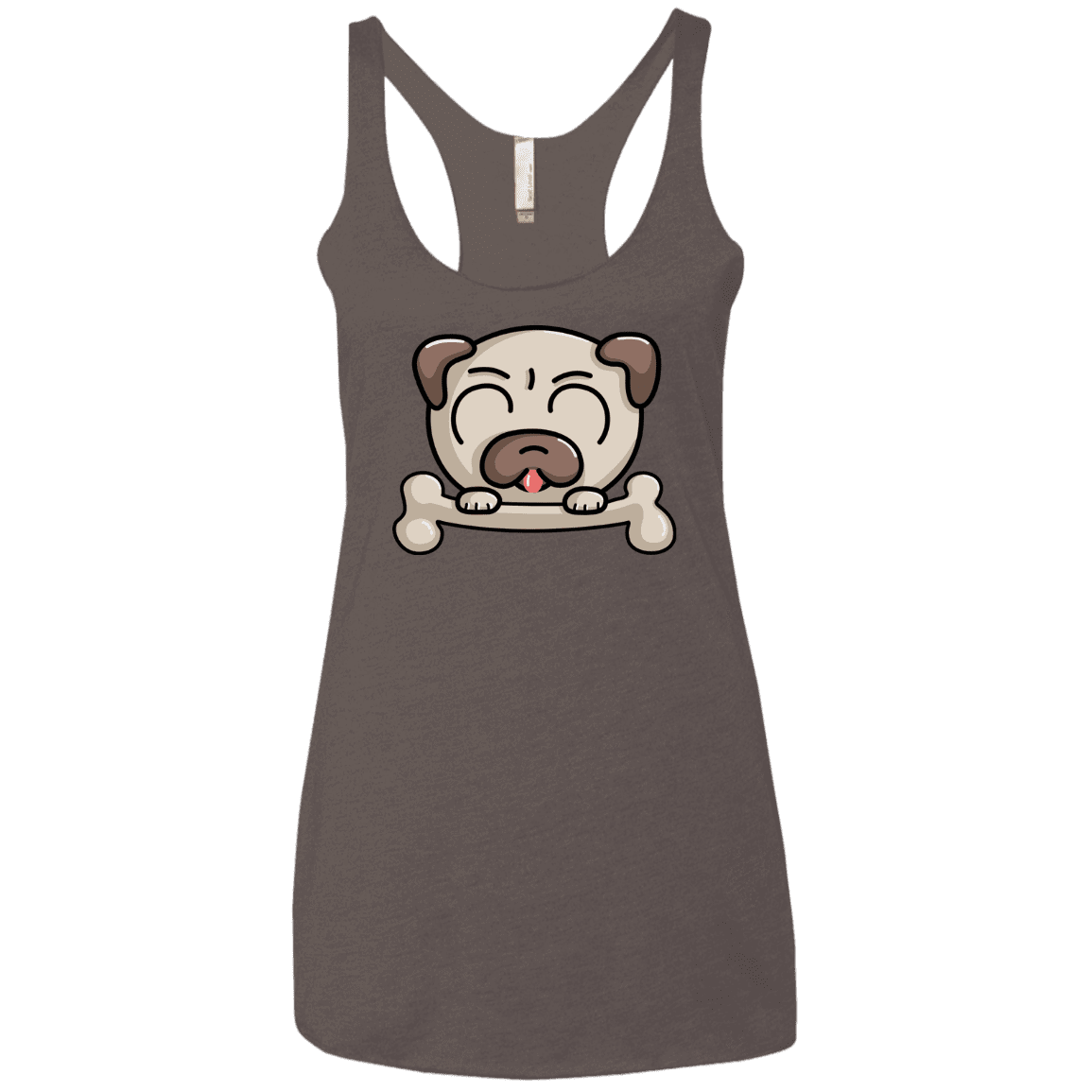 T-Shirts Macchiato / X-Small Cute Pug and Bone Women's Triblend Racerback Tank