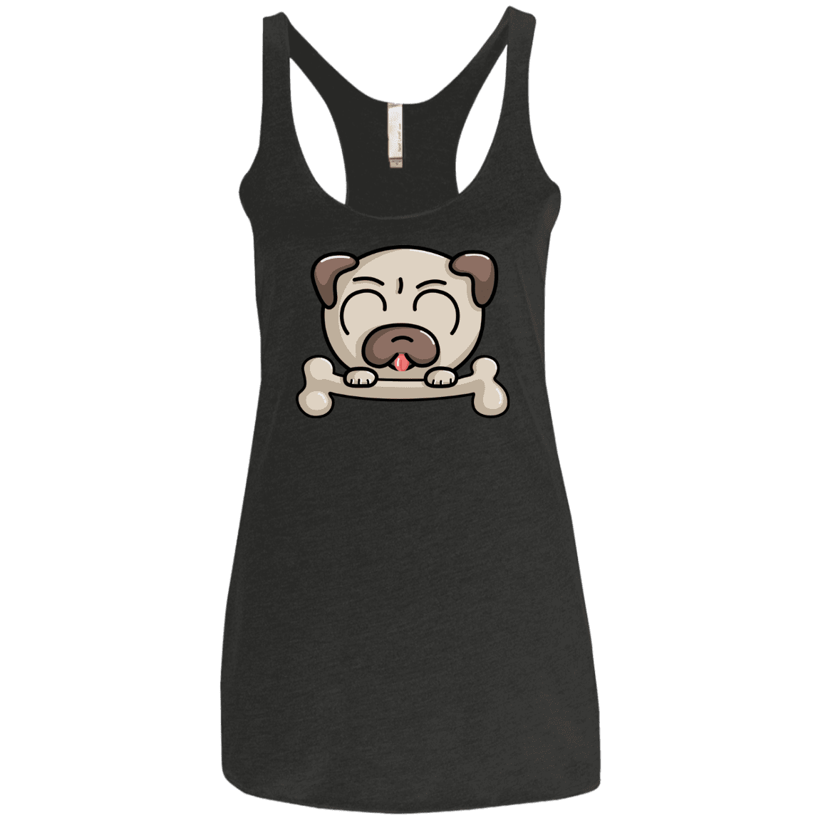 T-Shirts Vintage Black / X-Small Cute Pug and Bone Women's Triblend Racerback Tank