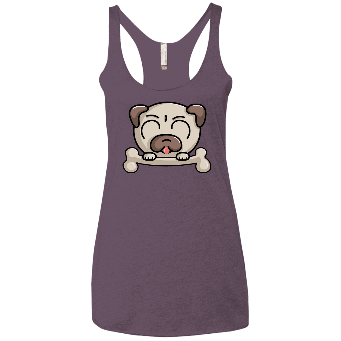T-Shirts Vintage Purple / X-Small Cute Pug and Bone Women's Triblend Racerback Tank