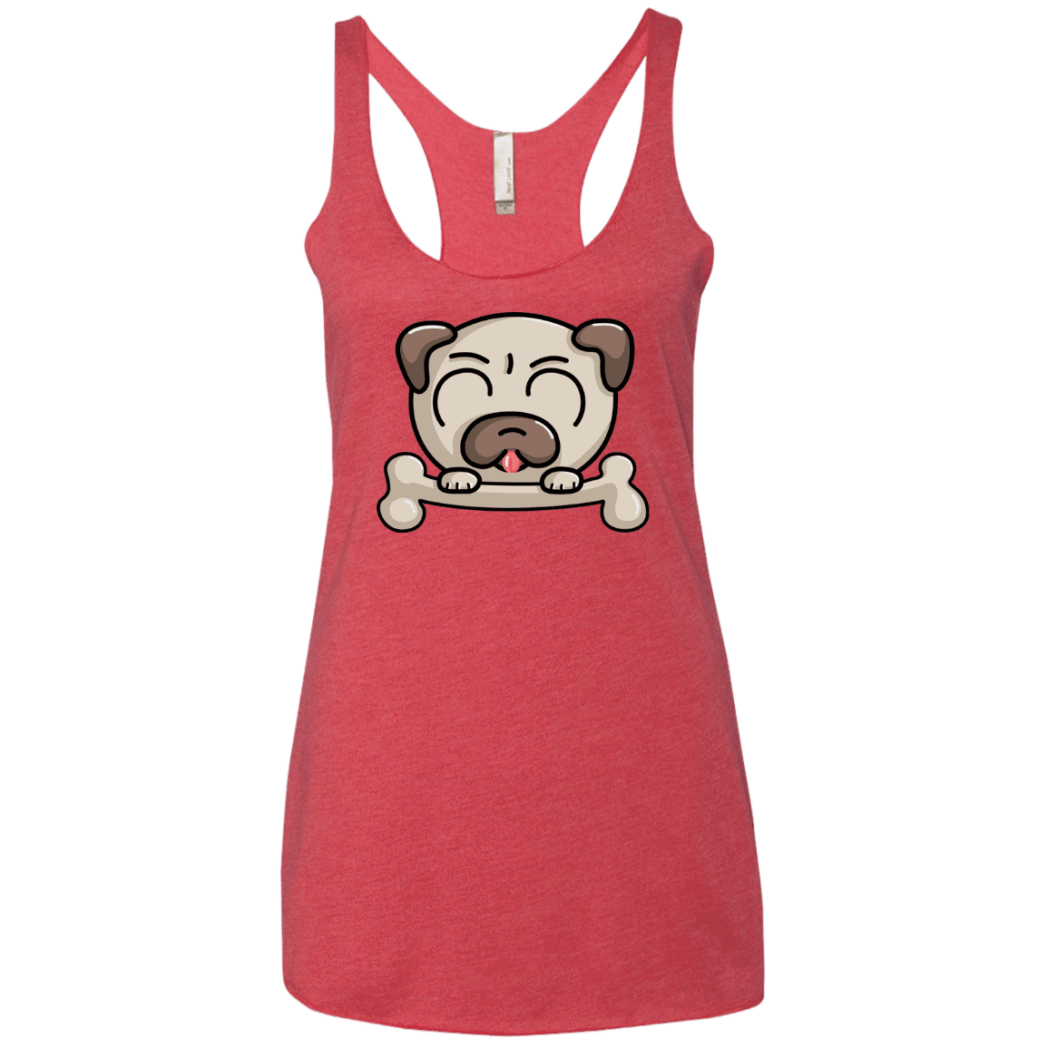 T-Shirts Vintage Red / X-Small Cute Pug and Bone Women's Triblend Racerback Tank