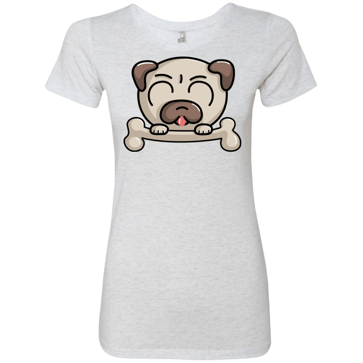 T-Shirts Heather White / S Cute Pug and Bone Women's Triblend T-Shirt
