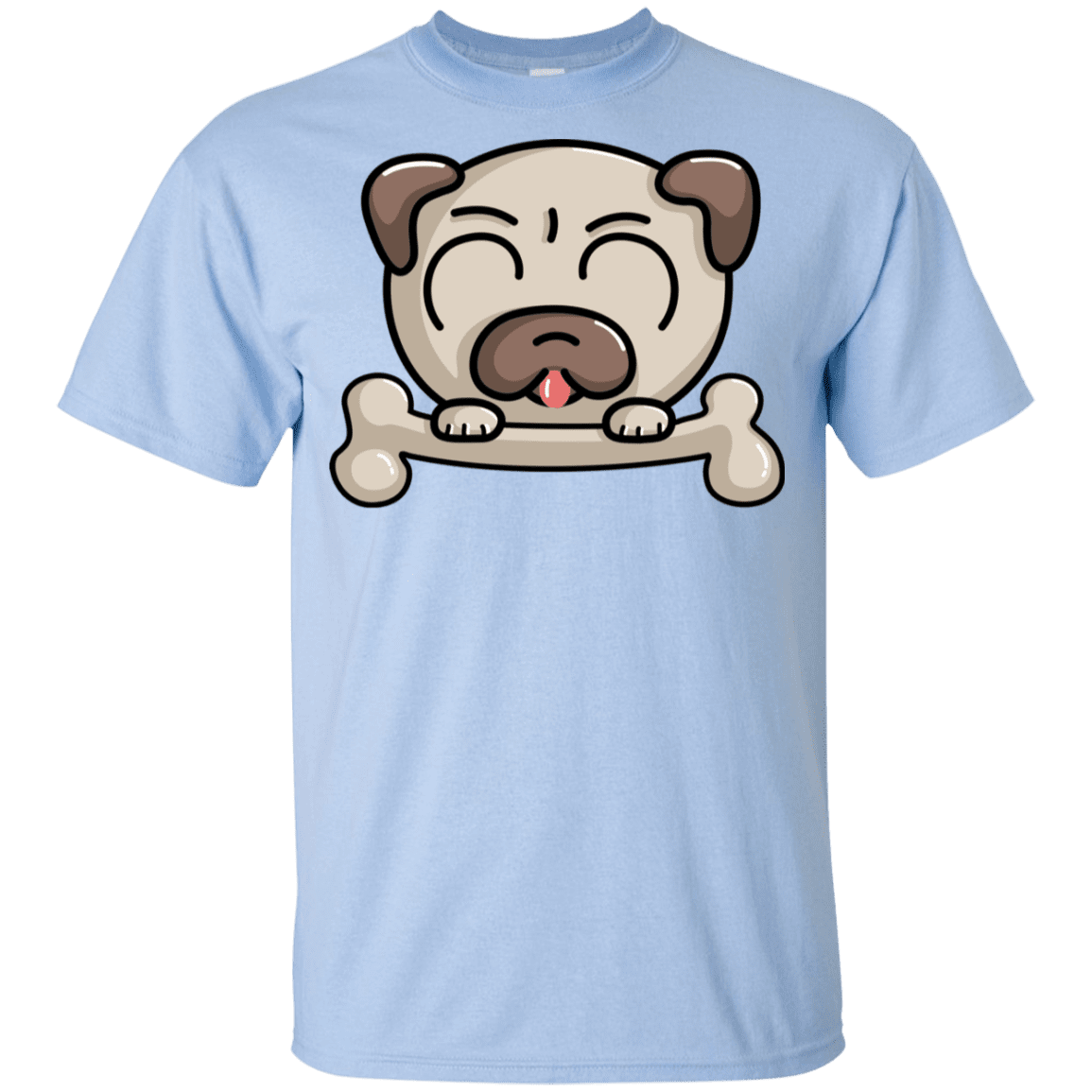 T-Shirts Light Blue / YXS Cute Pug and Bone Youth T-Shirt