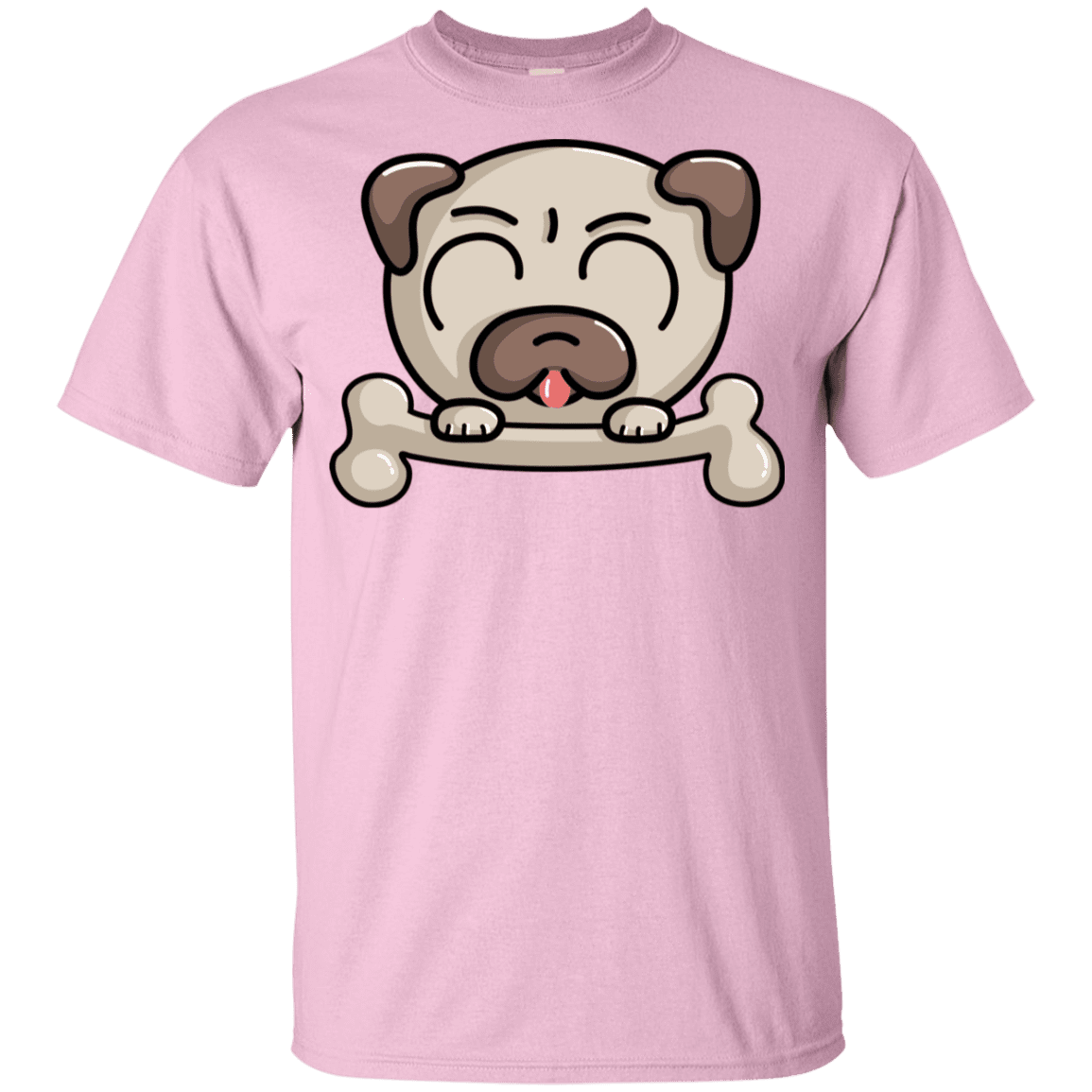 T-Shirts Light Pink / YXS Cute Pug and Bone Youth T-Shirt