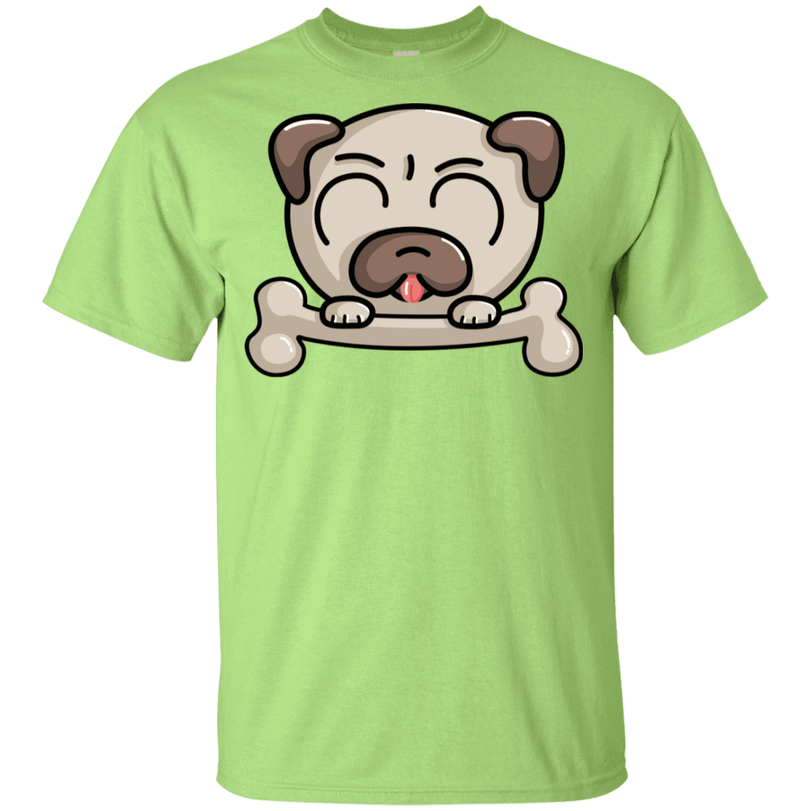 T-Shirts Mint Green / YXS Cute Pug and Bone Youth T-Shirt