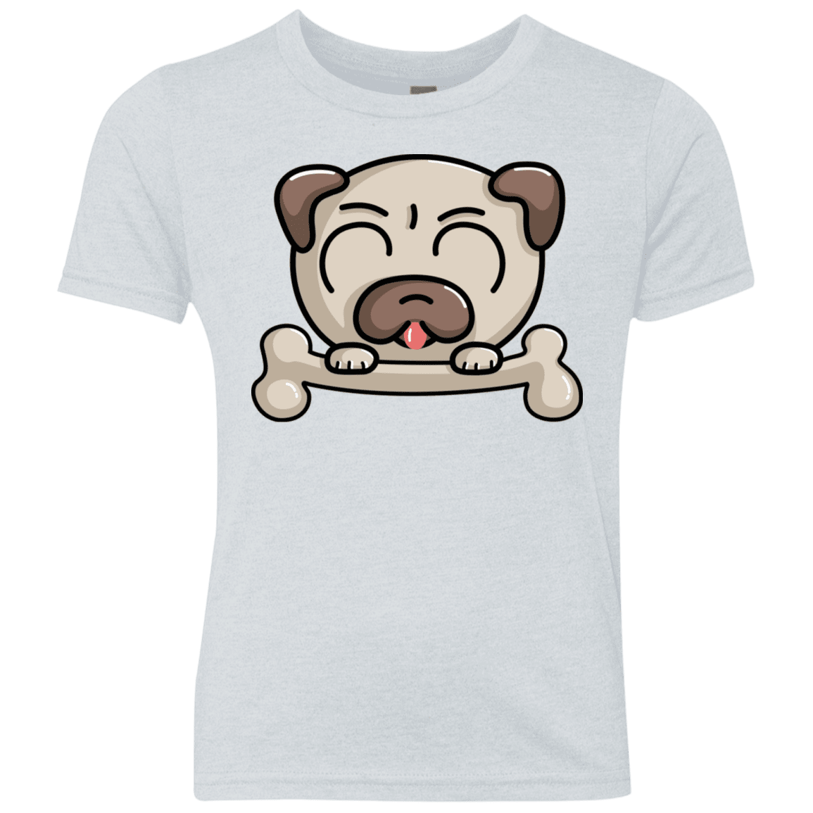T-Shirts Heather White / YXS Cute Pug and Bone Youth Triblend T-Shirt