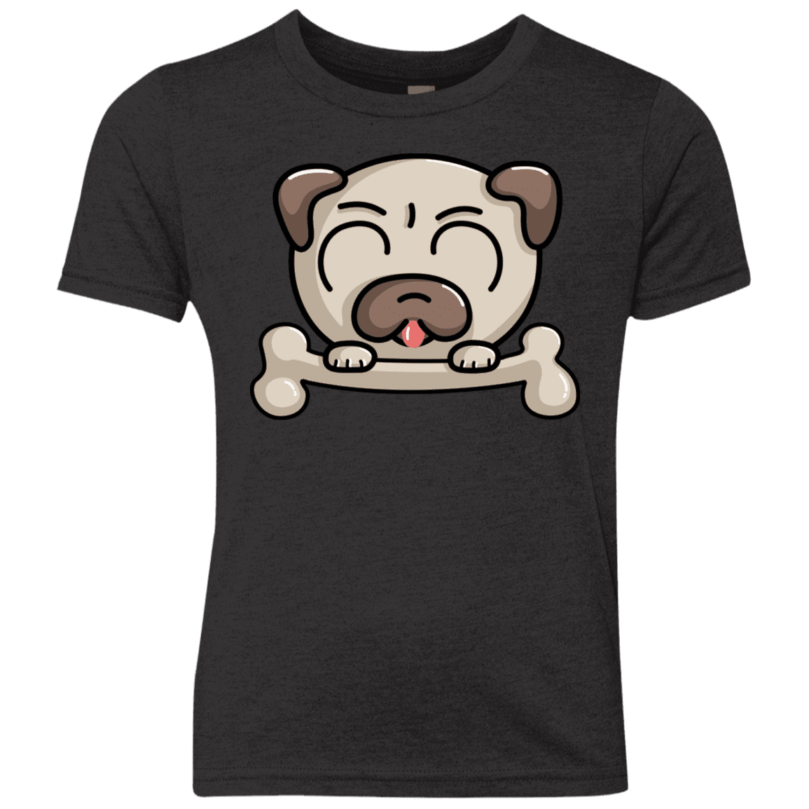 T-Shirts Vintage Black / YXS Cute Pug and Bone Youth Triblend T-Shirt