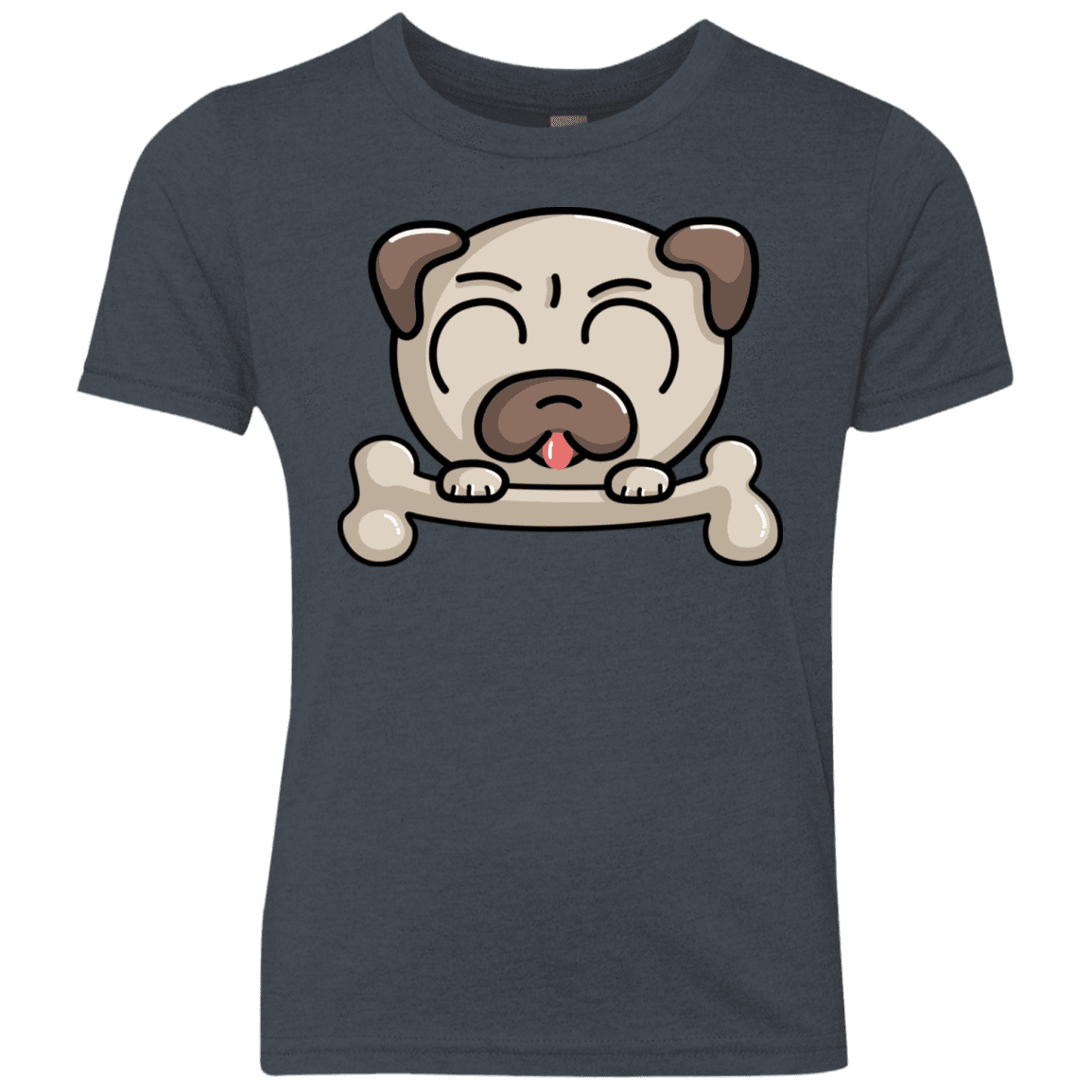 T-Shirts Vintage Navy / YXS Cute Pug and Bone Youth Triblend T-Shirt