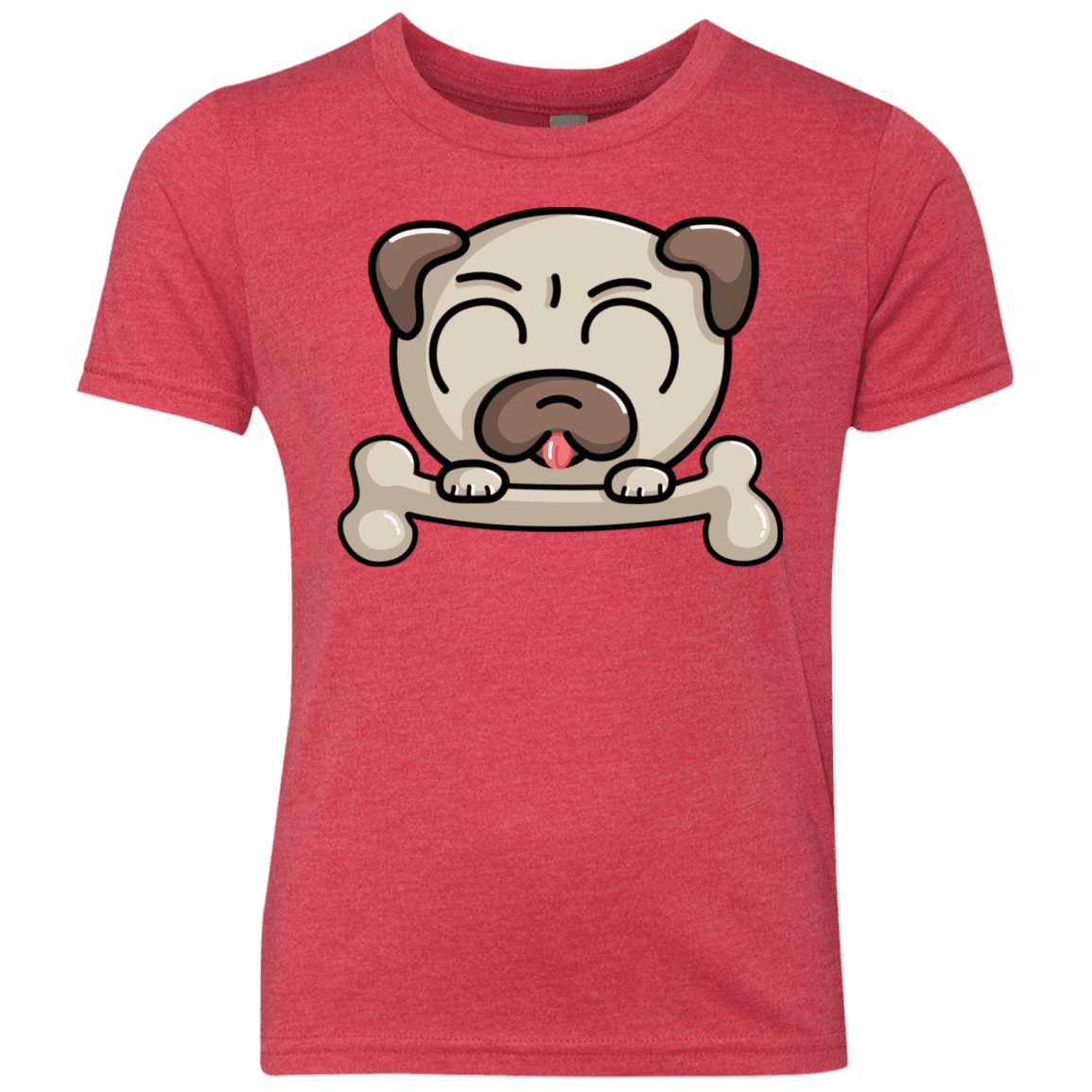 T-Shirts Vintage Red / YXS Cute Pug and Bone Youth Triblend T-Shirt