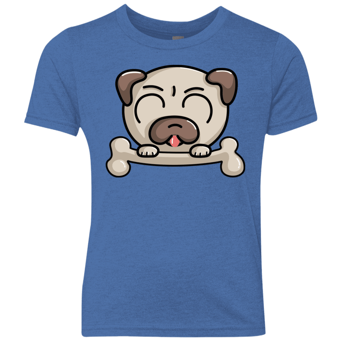 T-Shirts Vintage Royal / YXS Cute Pug and Bone Youth Triblend T-Shirt