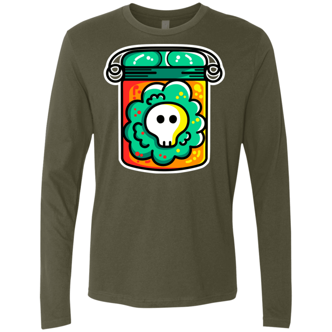 T-Shirts Military Green / S Cute Skull In A Jar Men's Premium Long Sleeve
