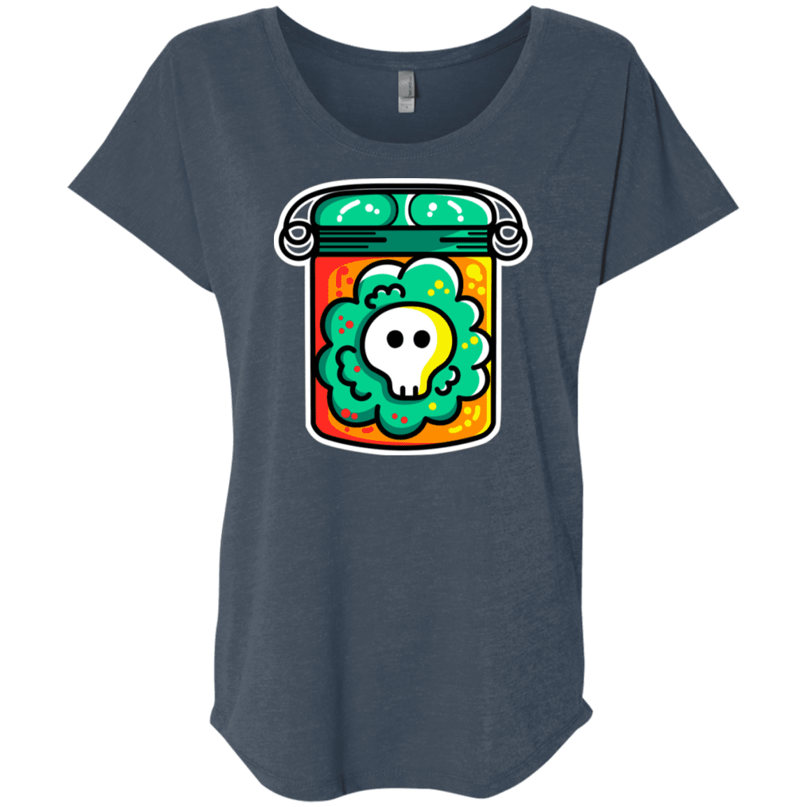 T-Shirts Indigo / X-Small Cute Skull In A Jar Triblend Dolman Sleeve