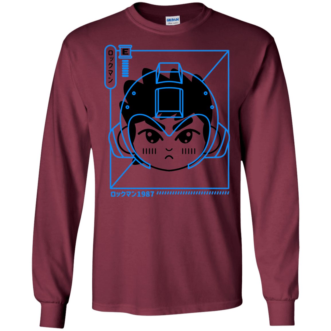 T-Shirts Maroon / S Cyber Helmet Rokkuman Men's Long Sleeve T-Shirt