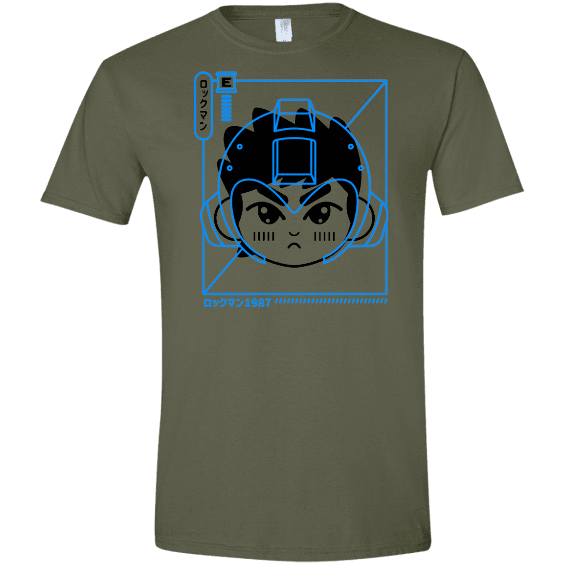 T-Shirts Military Green / S Cyber Helmet Rokkuman Men's Semi-Fitted Softstyle