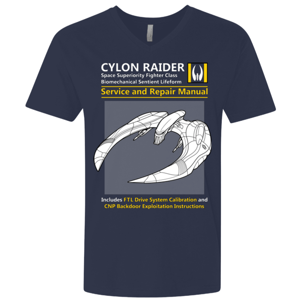 T-Shirts Midnight Navy / X-Small CYLON RAIDER SERVICE & REPAIR MANUAL Men's Premium V-Neck
