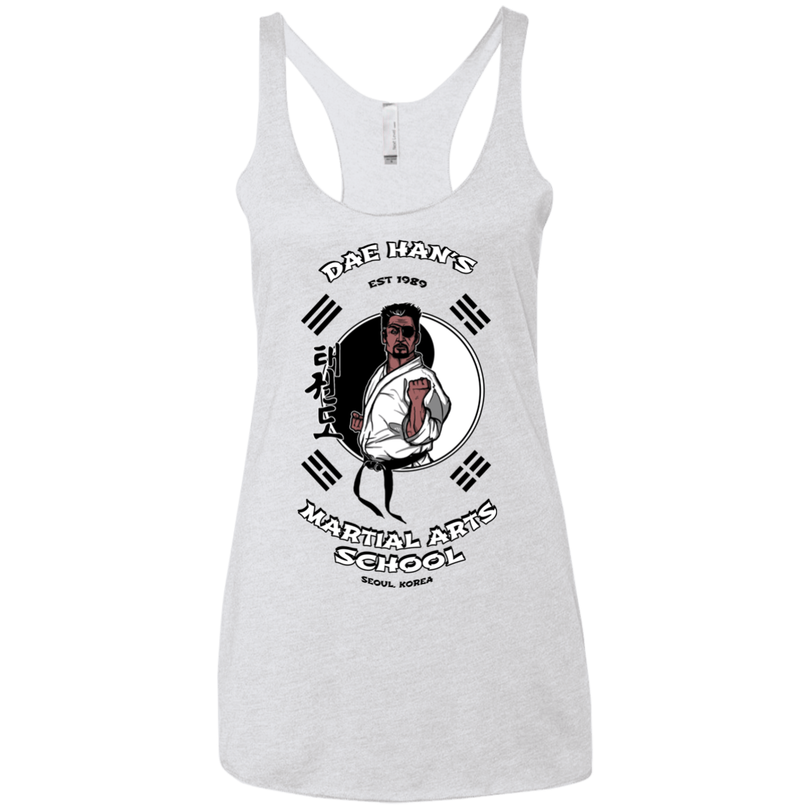 T-Shirts Heather White / X-Small Dae Hans Martial Arts Women's Triblend Racerback Tank