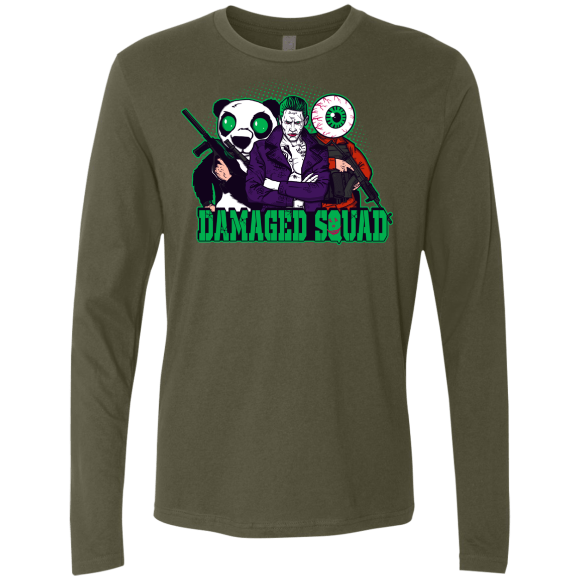 T-Shirts Military Green / Small Damaged Squad Men's Premium Long Sleeve
