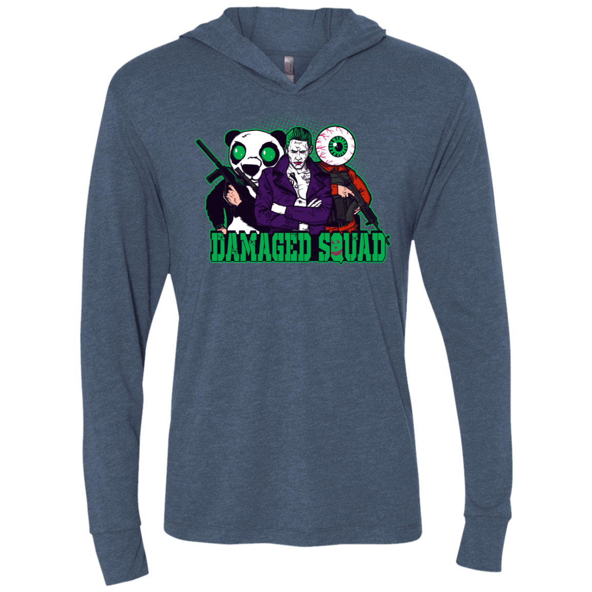 T-Shirts Indigo / X-Small Damaged Squad Triblend Long Sleeve Hoodie Tee