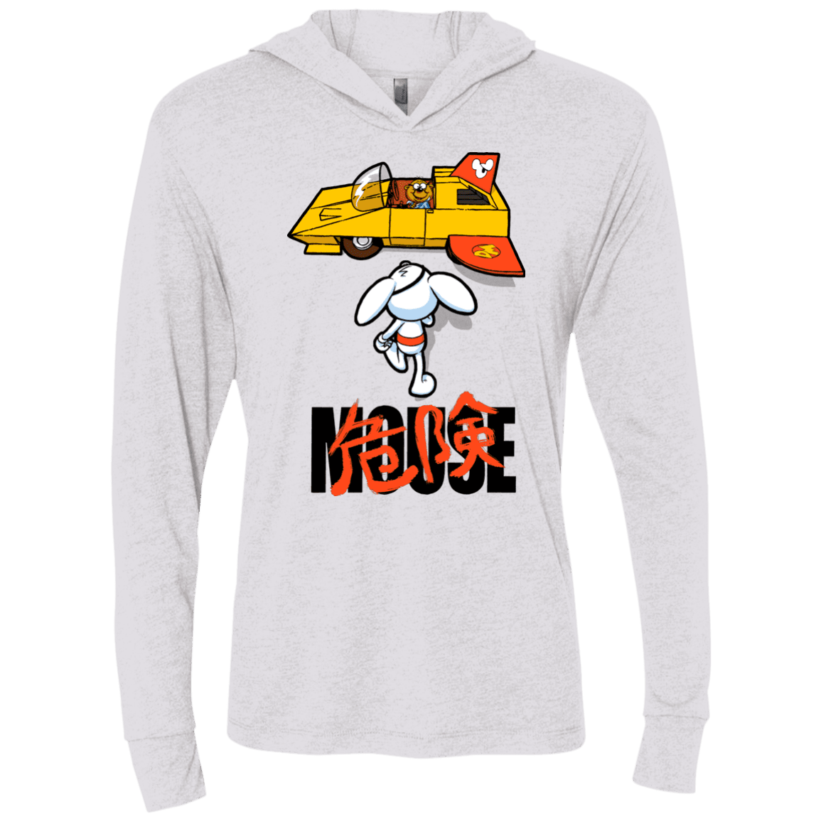 T-Shirts Heather White / X-Small Danger Akira Mouse Triblend Long Sleeve Hoodie Tee