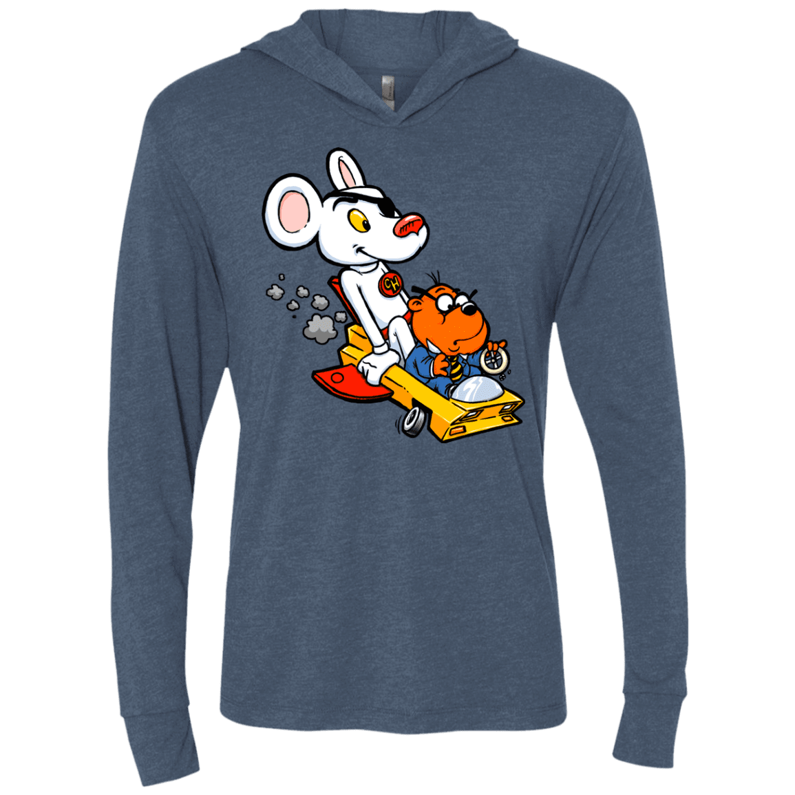 T-Shirts Indigo / X-Small Danger Mouse Triblend Long Sleeve Hoodie Tee