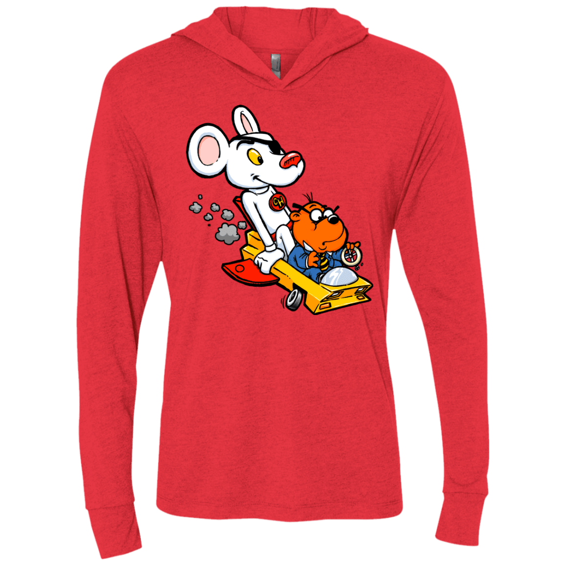 T-Shirts Vintage Red / X-Small Danger Mouse Triblend Long Sleeve Hoodie Tee