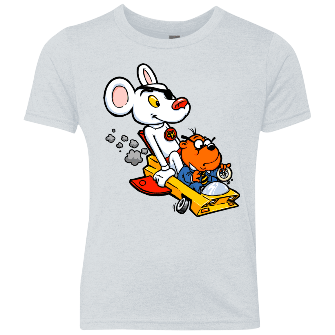 T-Shirts Heather White / YXS Danger Mouse Youth Triblend T-Shirt