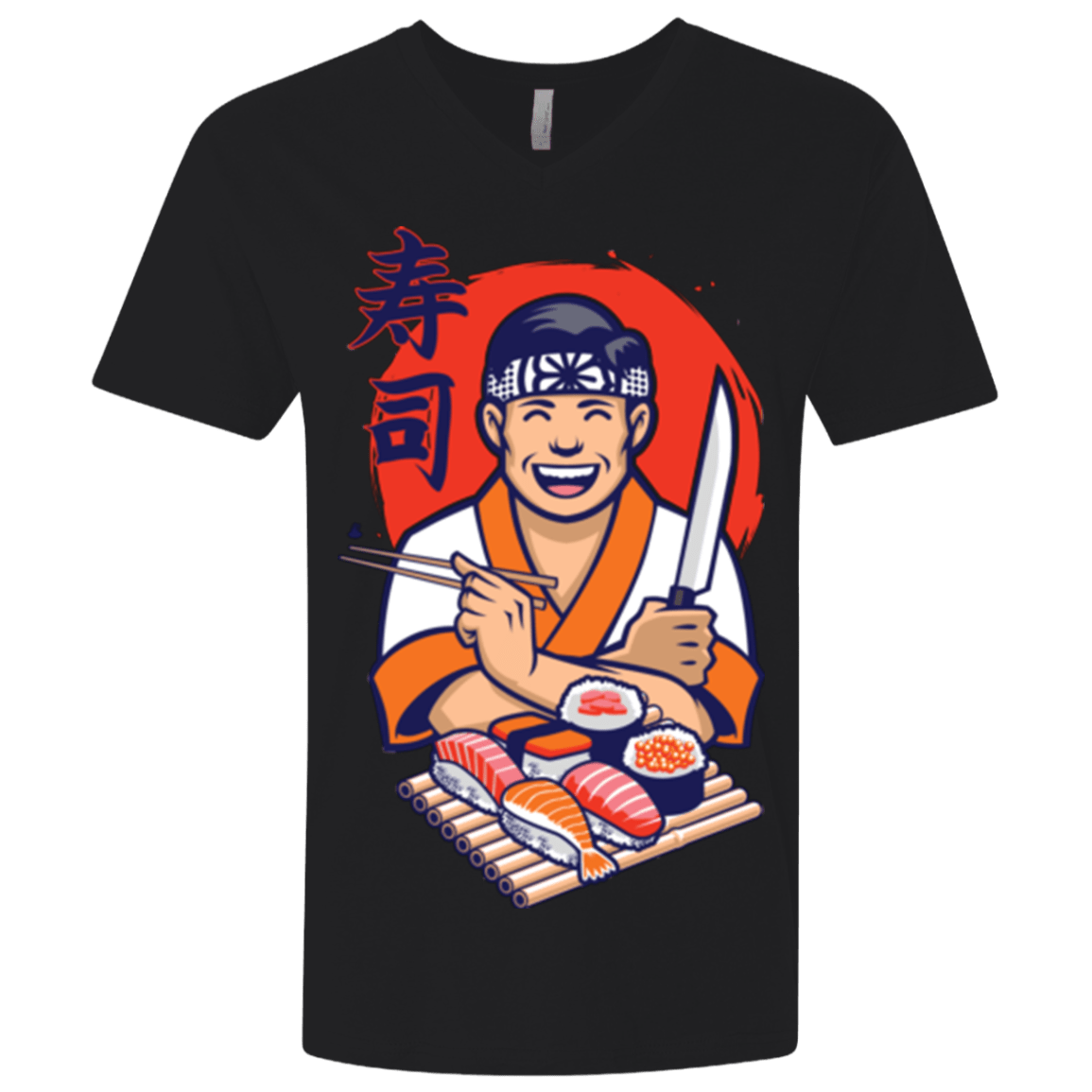 T-Shirts Black / X-Small DANIEL SAN SUSHI Men's Premium V-Neck
