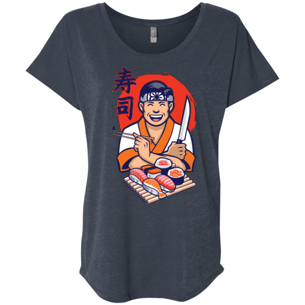 T-Shirts Vintage Navy / X-Small DANIEL SAN SUSHI Triblend Dolman Sleeve