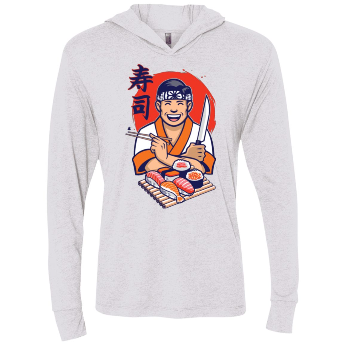 T-Shirts Heather White / X-Small DANIEL SAN SUSHI Triblend Long Sleeve Hoodie Tee